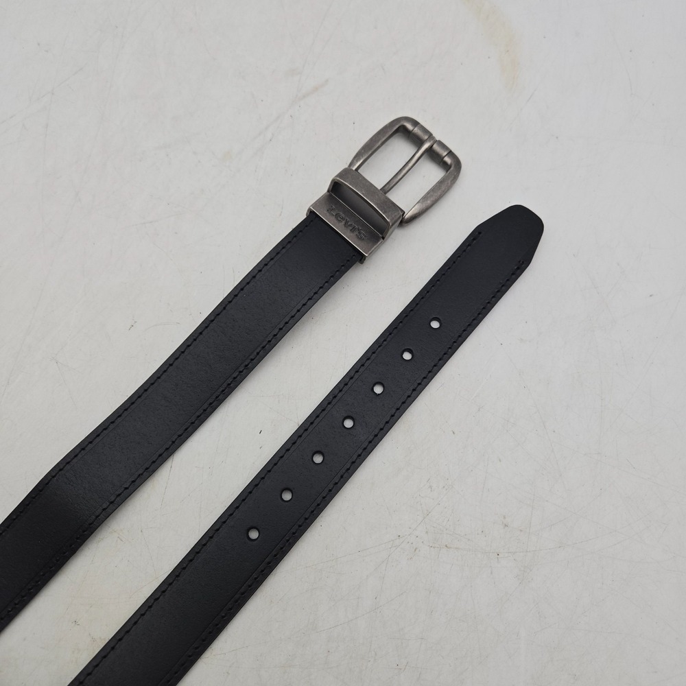 Structure Belt Black Brown Reversible Syn Leather Mens 28 Gunmetal Buckle NWOT